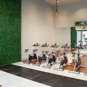 Spin bikes at Camden Highland Village Apartments