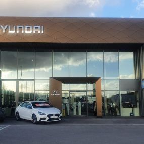 Outside the front of the Hyundai Leeds dealership
