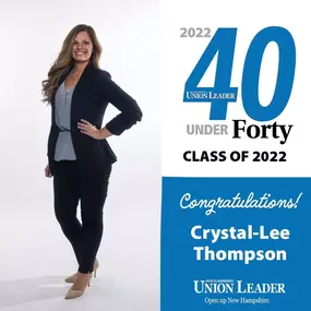 So proud to be part of the Union Leaders #40UnderForty class of 2022! What an incredible honor to be among those chosen NH professionals that are standing out in the industries and communities.