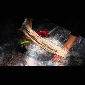 Hand-pulled raw noodle at Karamay Uyghur Cuisine Oxford Circus Location, London UK