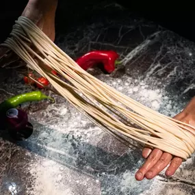 Hand-pulled raw noodle at Karamay Uyghur Cuisine Oxford Circus Location, London UK