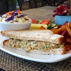 Crave-Worthy Chicken Salad Delight! Enjoy our scrumptious chicken salad sandwich, a perfect blend of flavors!