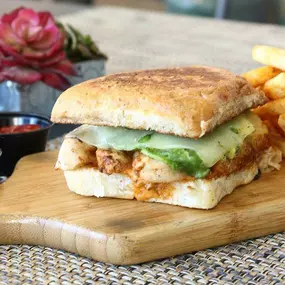 Take your taste buds on a trip to the Southwest with our Sonoran Sandwich! Grilled chicken with swiss, avocado, and chipotle honey mayo piled on a  jalapeño bun, it's a flavor explosion you won't want to miss! Come get yours today!