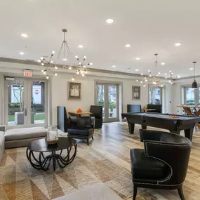 Resident lounge with pool table at Camden Monument Place apartments in Fairfax, VA