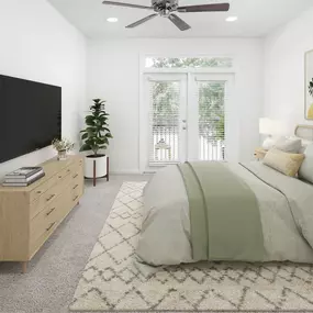 Bedroom with ceiling fan at Camden Monument Place apartments in Fairfax, VA