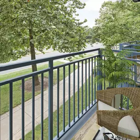 Private balcony at Camden Monument Place apartments in Fairfax, VA
