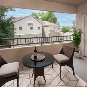 Camden Pecos Ranch Apartment home Chandler Arizona patio with room for seating and a storage closet