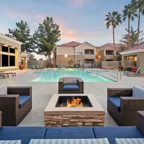 Camden Pecos Ranch Apartments Chandler Arizona Fire Pit at Pool