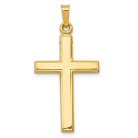 The simple 14kt yellow gold cross can be worn by men, women, or children.