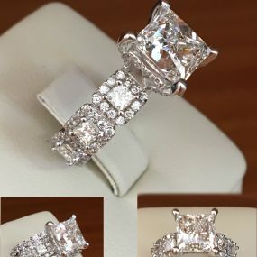 A truly spectacular engagement ring and two wedding bands crafted by West Orange Jewelers.