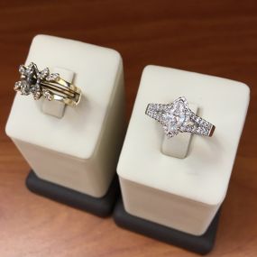 Marquise center stones were extremely popular in the 1980s. Here you can see how West Orange Jewelers gave a new look to a much-loved diamond.