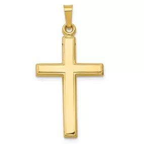 The simple 14kt yellow gold cross can be worn by men, women, or children.