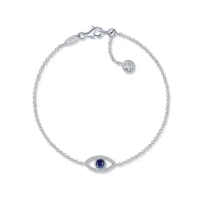 Fun and playful. This adjustable evil eye bracelet features a fancy lab-grown blue sapphire with Lafonn's signature Lassaire simulated diamonds.