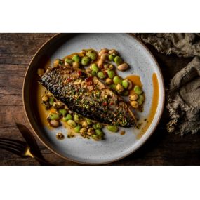 Fish dish with lima beans