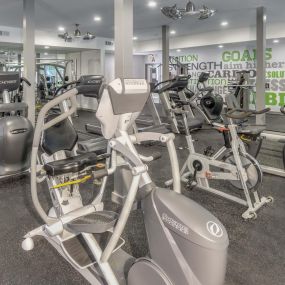 Fitness center with stationary bikes and ellipticals