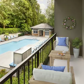 Balcony overlooking the pool at Camden Brookwood in Atlanta Georgia