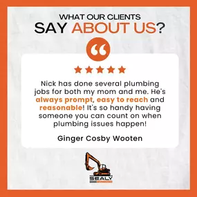 We're overjoyed to receive your positive review! Thank you Ginger. We are happy to serve. If you or your friends and family are in need of a plumber, we are here for your call at 205-777-2826.