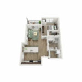 The Glade Floor Plan Executive-B2, One Bedroom One Bath Apartment in Janesville Wisconsin