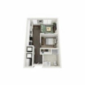 The Glade Floor Plan Elite-A1, Studio One Bath Apartment in Janesville Wisconsin