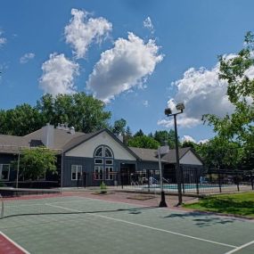 tennis court and pool area