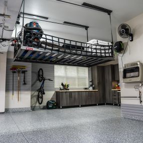 You can take advantage of all the space you have with our overhead storage options. Whether you’re getting your summer gear out of the way or need some place to store all the Christmas stuff, using the space above your head is a clever way to do it. This is especially true for small garages where sp