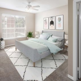 Bedroom with carpet flooring