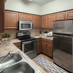 Kitchen with stainless steel appliances