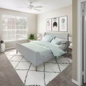 Bedroom with carpet flooring