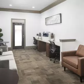 Community workspace with printer and wifi at Camden Addison apartments in Addison, TX