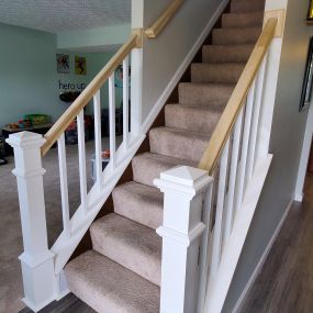 Ace Handyman Services installed new stair railings and spindles in Columbus, Ohio.