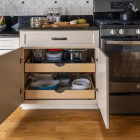 photo of a pull out cabinet with storage options