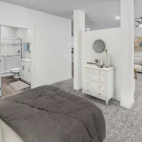 Studio bedroom and bathroom