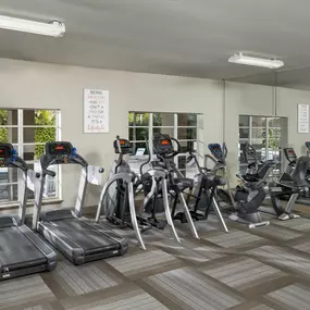 24-hour fitness center with cardio equipment