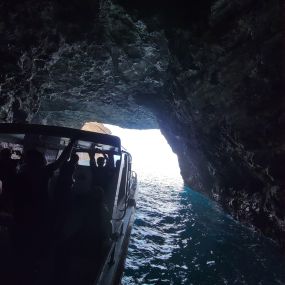 Getting into many sea caves on our Napali Coast boat tour