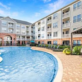 Resort-style swimming at Camden Heights Apartments in Houston, TX