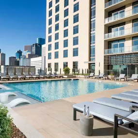 Pool with skyline views