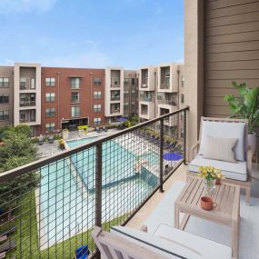 Private balcony overlooking community pool