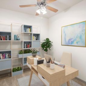 Study space to work from home with ceiling fan