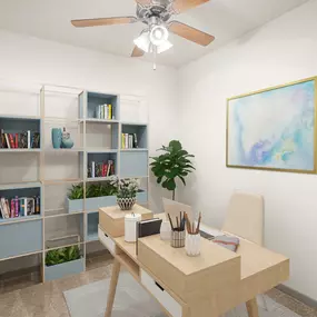 Study space to work from home with ceiling fan