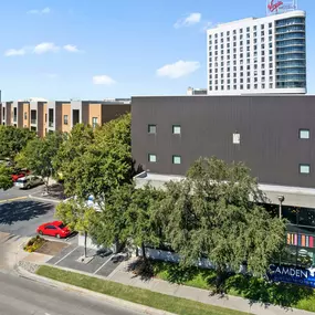 Entry of Camden Design District with the Virgin hotel in the background