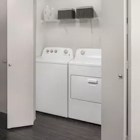 Full size washer and dryer at Camden Design District apartments in Dallas, TX