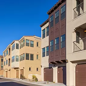 Attached private garages below garden style homes with patios