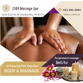 Here at 2509 Massage Spa we love being a part of helping 
taking part in peoples wellness and a better life.