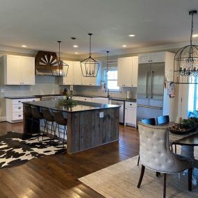 interior view custom home kitchen and dining Dogwood Construction Aiken SC