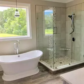 bathroom with freestanding bathtub custom home Aiken SC Dogwood Construction