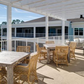 second floor covered lounge area of Sancerre at Palm Coast