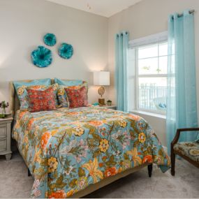 bedroom in assisted living apartment