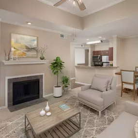 Top floor living room with carpet