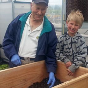 Volunteers of all ages help Murray Greenhouse Foundation with their planting. It helps support the non-profit programs and activities for our disabled young adults.