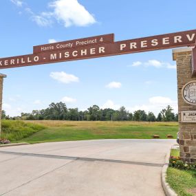 Entrance to Kickerillo-Mischer Preserve near Camden Northpointe Apartments in Tomball, TX